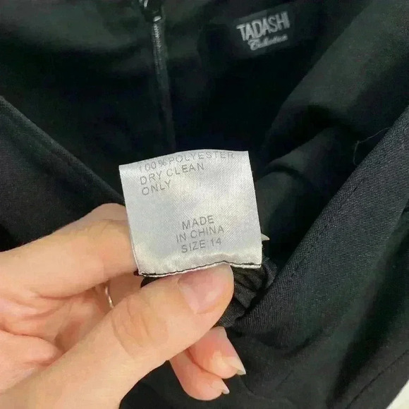 Tadashi Shoji Silk Womens Dress 14 Black Evening Knee Length - Picture 7 of 9